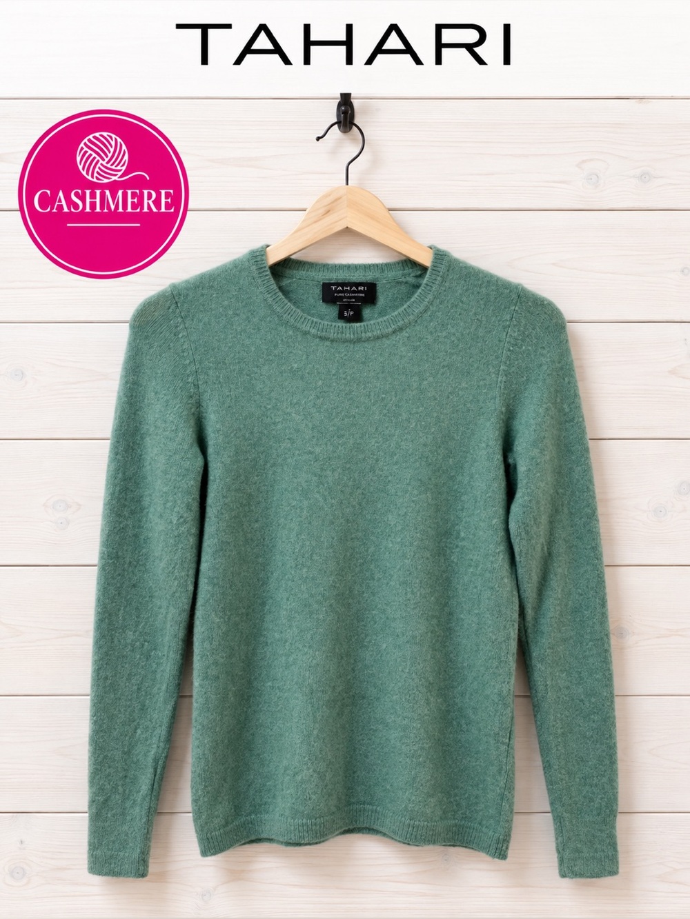 TAHARI Green Cashmere Sweater XS